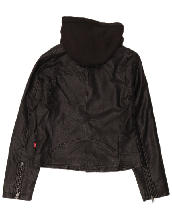 Levi's γυναικείο μπουφάν Biker UK 12 με κουκούλα από συνθετικό δέρμα