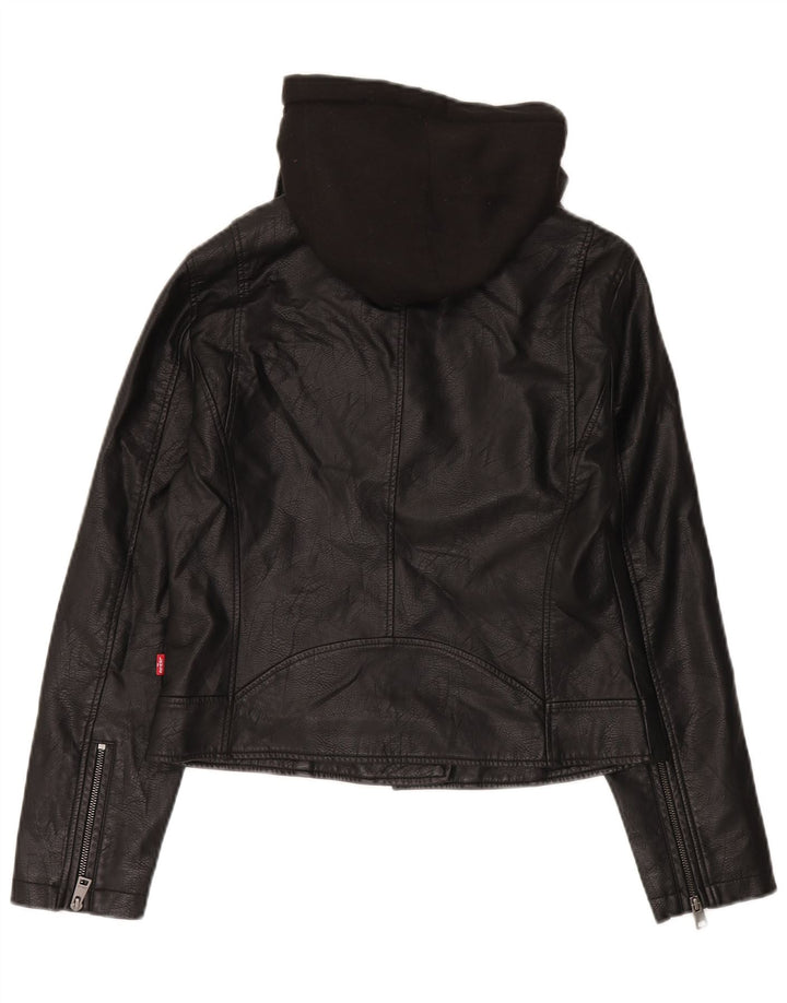 Levi's γυναικείο μπουφάν Biker UK 12 με κουκούλα από συνθετικό δέρμα