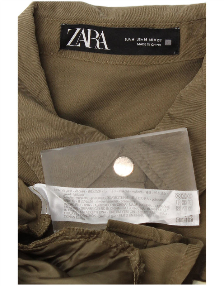 Zara Γυναικείο πουκάμισο UK 14 Medium Khaki Viscose