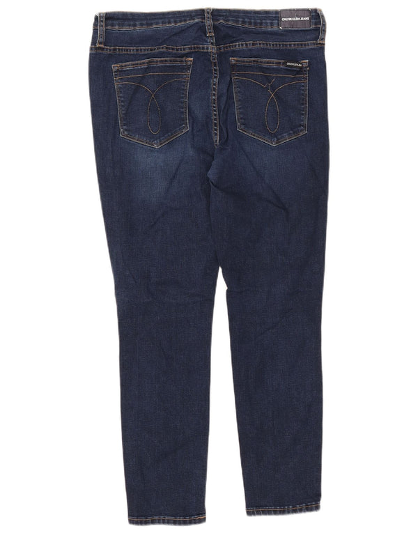 CALVIN KLEIN Γυναικείο Skinny Jeans US 14 Large W32 L28 Navy Blue Cotton