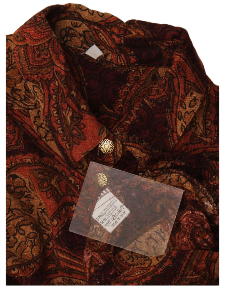 Vintage γυναικείο πουκάμισο UK 16 Large καφέ Paisley Polyester