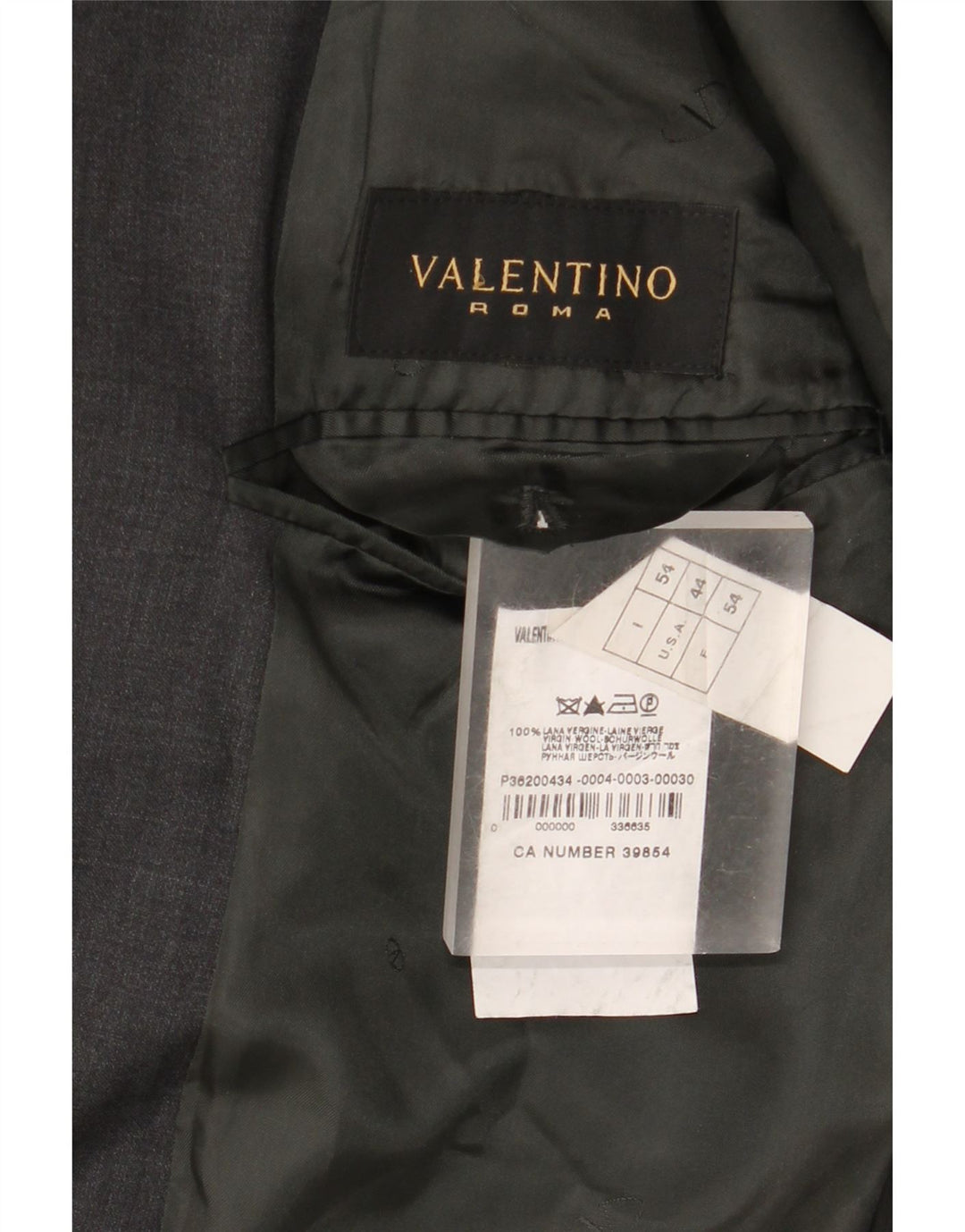 Valentino Ανδρικό Μπουφάν Blazer με 3 κουμπιά IT 54 2XL Γκρι νέο μαλλί