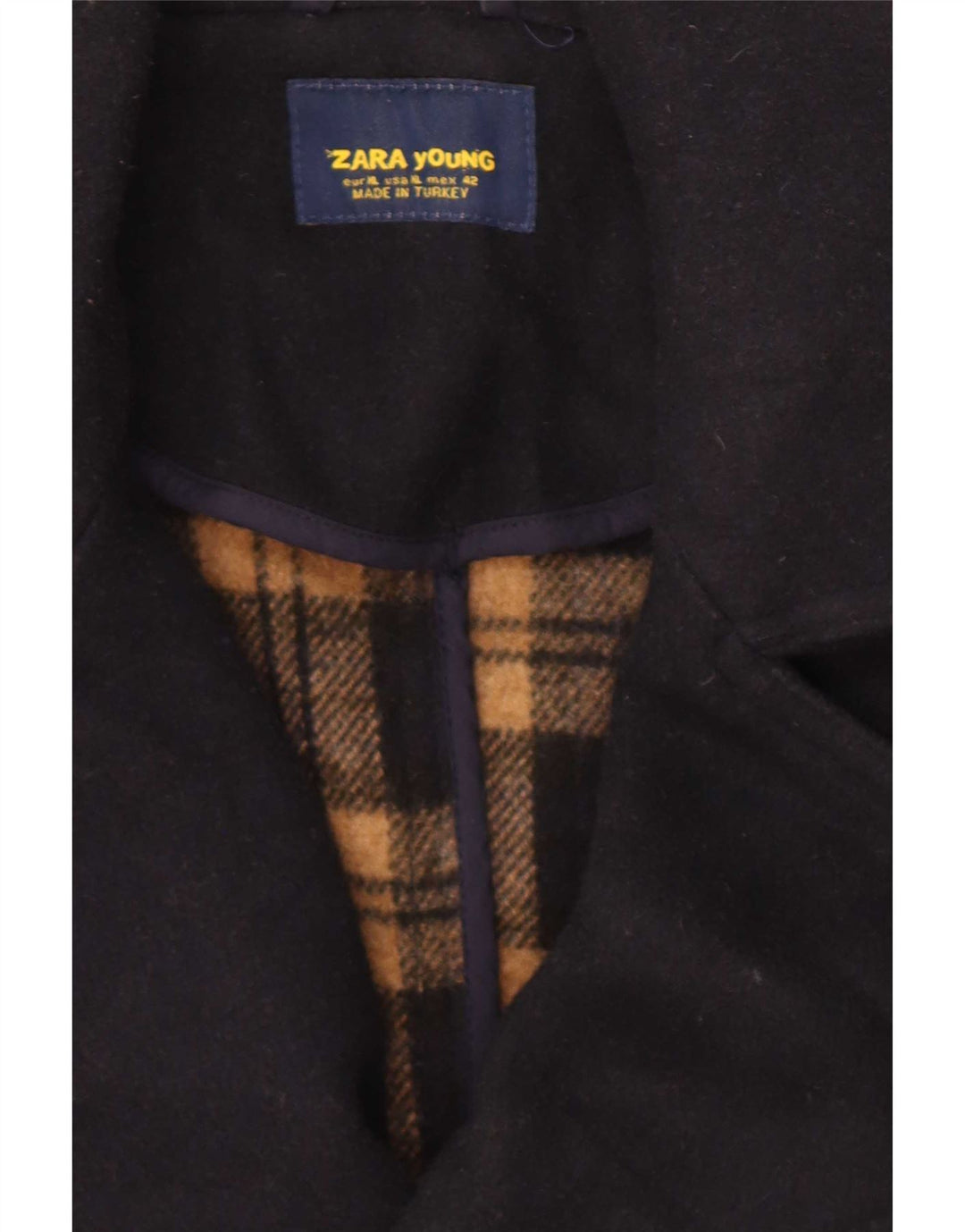 Zara Ανδρικό παλτό μπιζελιού UK 42 XL Navy Blue Polyester