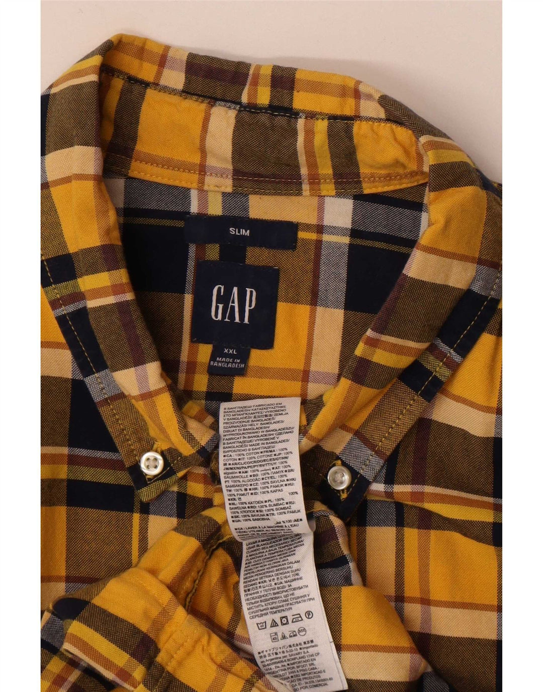 Ανδρικό πουκάμισο Gap Slim Flannel 2XL Κίτρινο βαμβακερό καρό