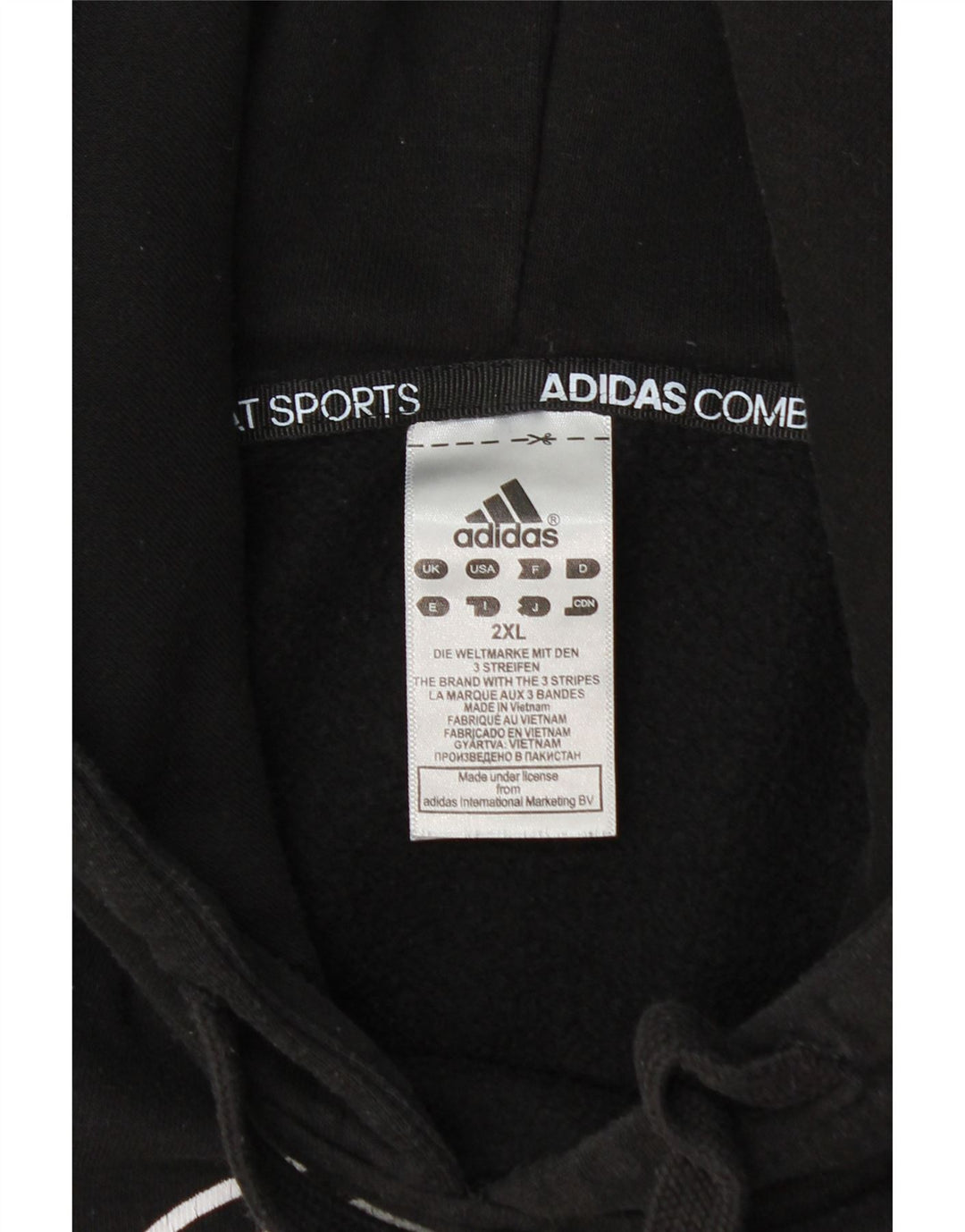 Ανδρικό γραφικό κουκούλα ADIDAS 2XL, μαύρο βαμβακερό