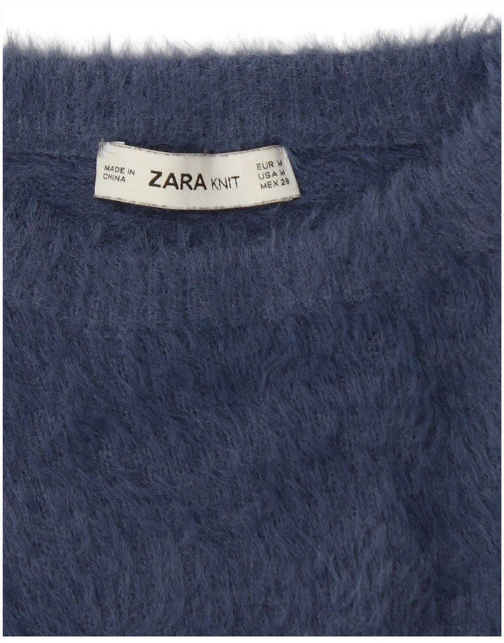 Γυναικείο πουλόβερ ZARA Crop Boat Neck Jumper UK 12 Medium Navy Blue