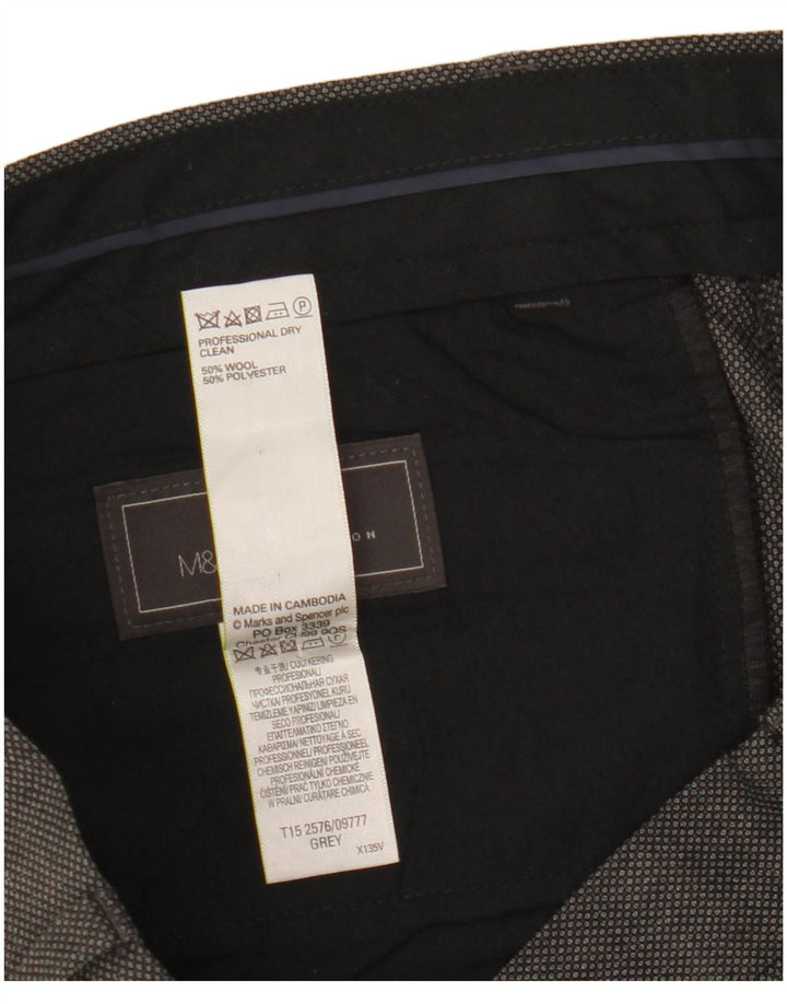 Marks & Spencer Ανδρικό παντελόνι με κανονική εφαρμογή W34 L31 Γκρι μαλλί