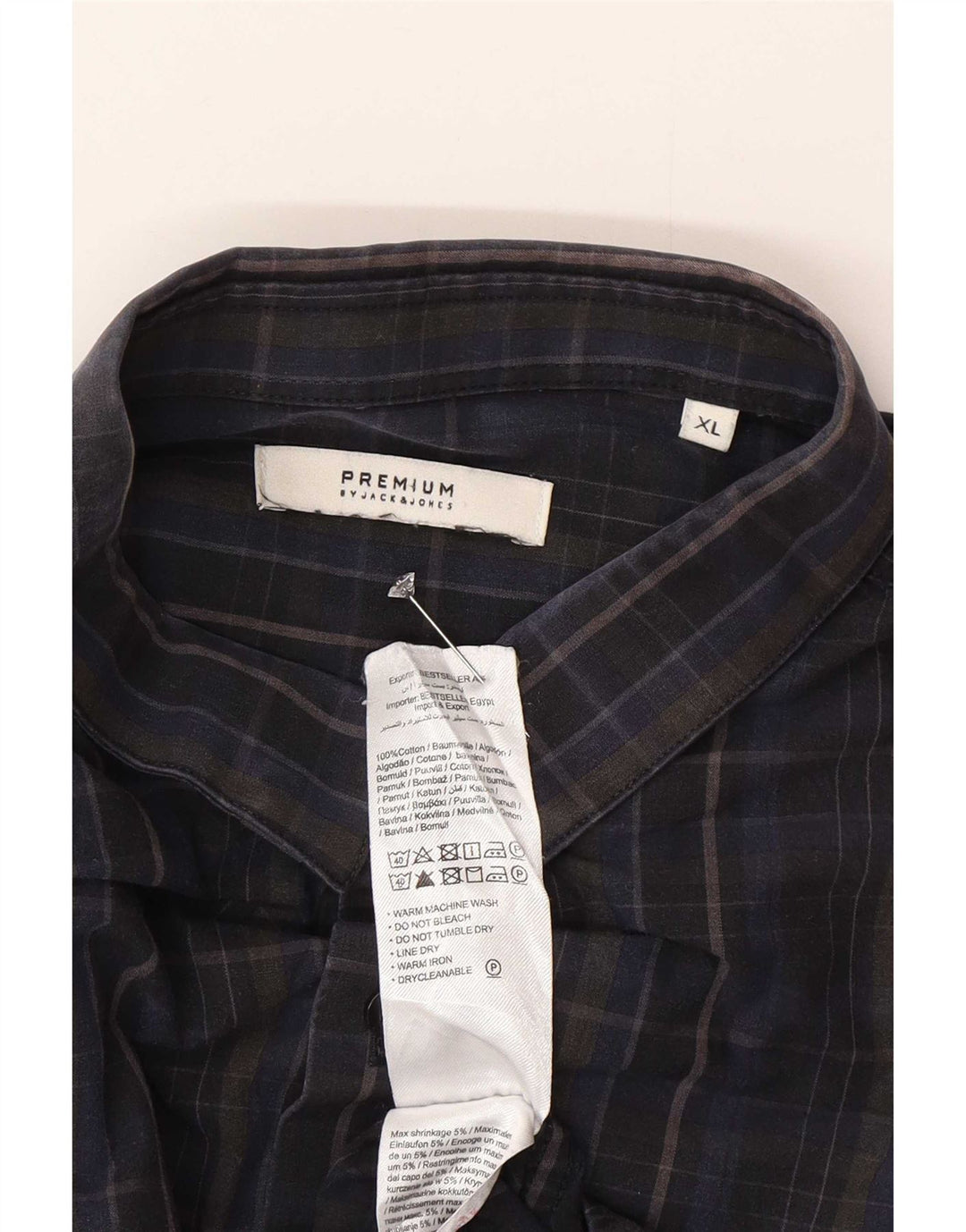 Jack & Jones Ανδρικό πουκάμισο XL Navy Blue Check Cotton