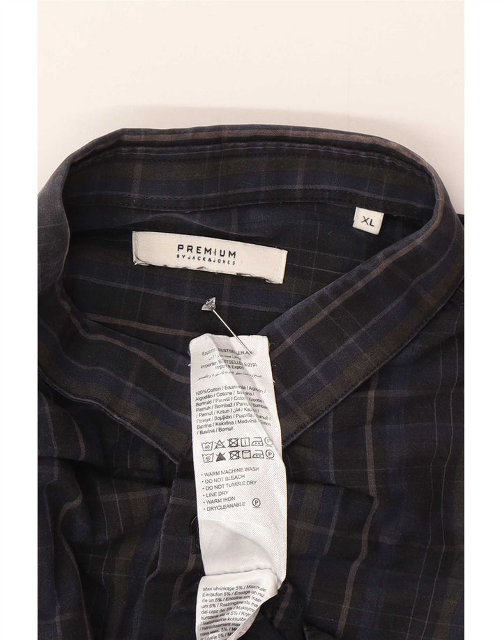 Jack & Jones Ανδρικό πουκάμισο XL Navy Blue Check Cotton