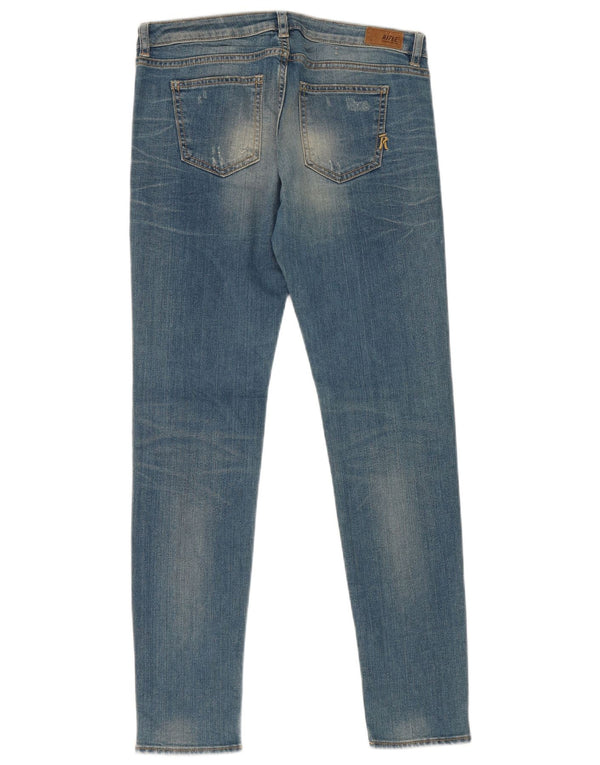 Rifle Womens Distressed Skinny Jeans W29 L28 Blue Cotton