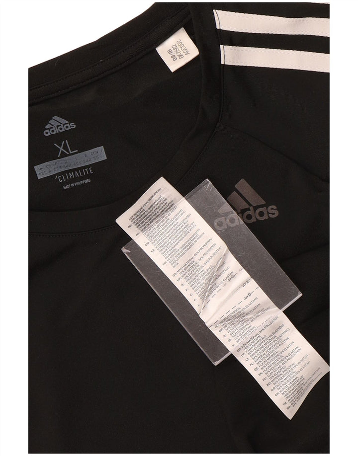 Γυναικείο T-Shirt Climalite ADIDAS Top UK 20/22 XL Μαύρο Πολυεστέρας