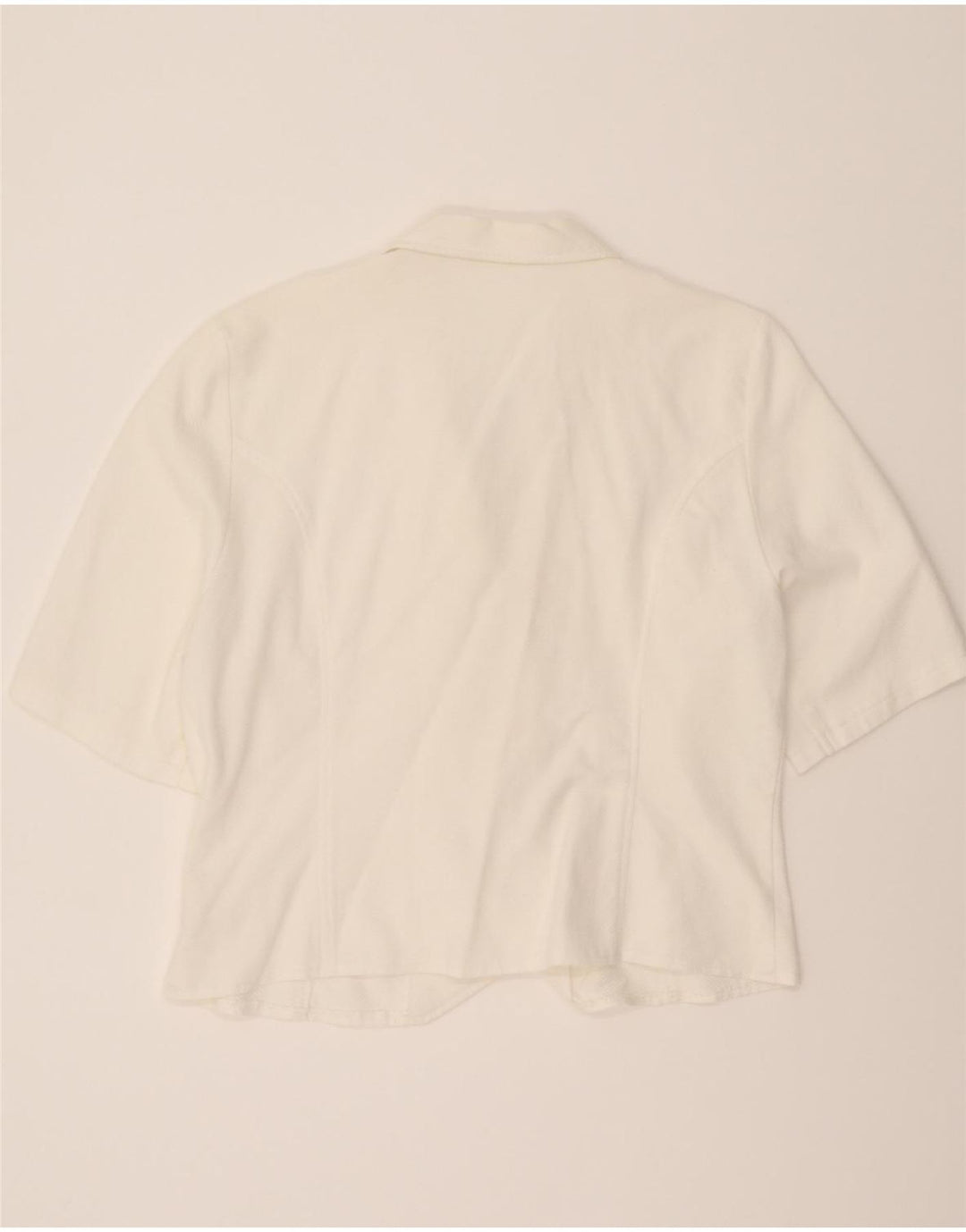 VINTAGE Womens Short Sleeve Blazer Jacket IT 42 Medium White Vintage Vintage and Second-Hand Vintage from Messina Hembry 