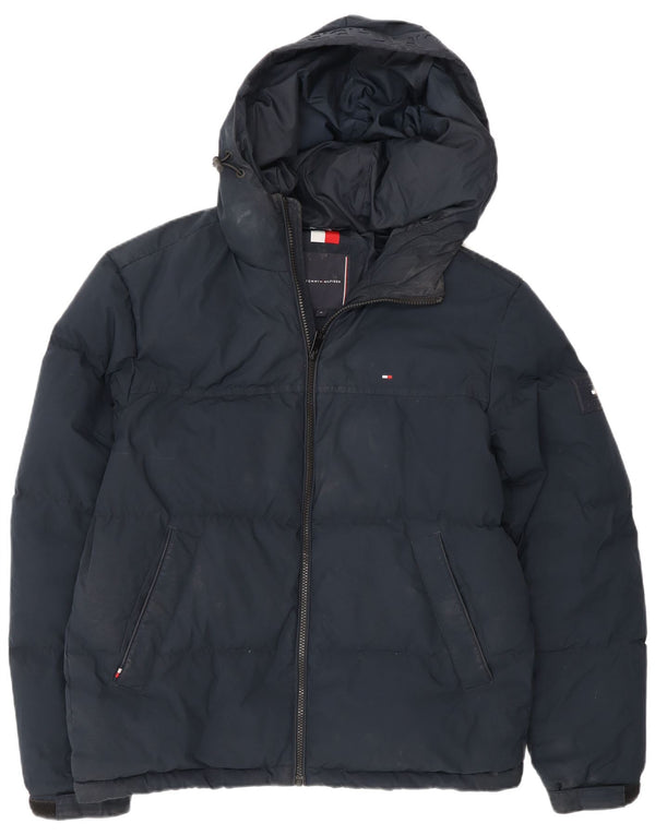Tommy Hilfiger Ανδρικό μπουφάν με κουκούλα UK 38 Medium Navy Blue Polyester