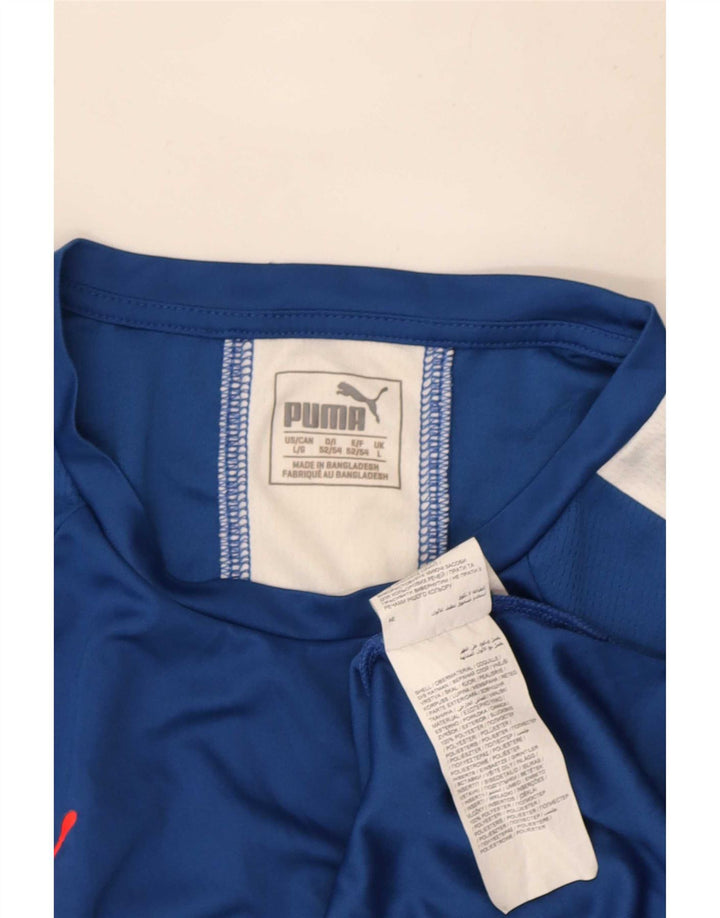 Ανδρικό T-Shirt Puma Top Large Blue Colourblock Πολυεστέρας