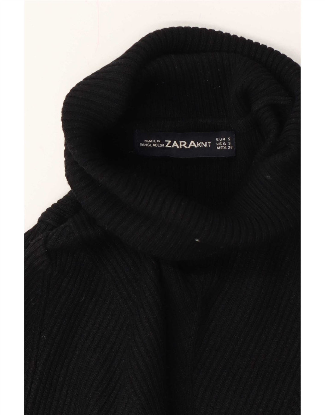 Zara Γυναικείο πουλόβερ με ρολό λαιμόκοψη UK 8 Small μαύρο