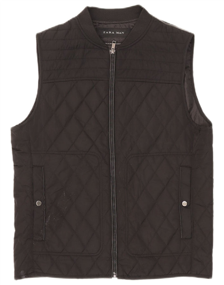 Zara Ανδρικό καπιτονέ Gilet UK 38 Medium Black Polyester
