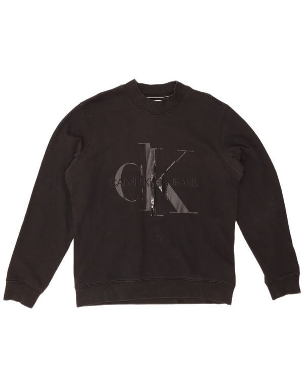 Γυναικείο γραφικό φούτερ CALVIN KLEIN JEANS Jumper UK 16 Large Μαύρο