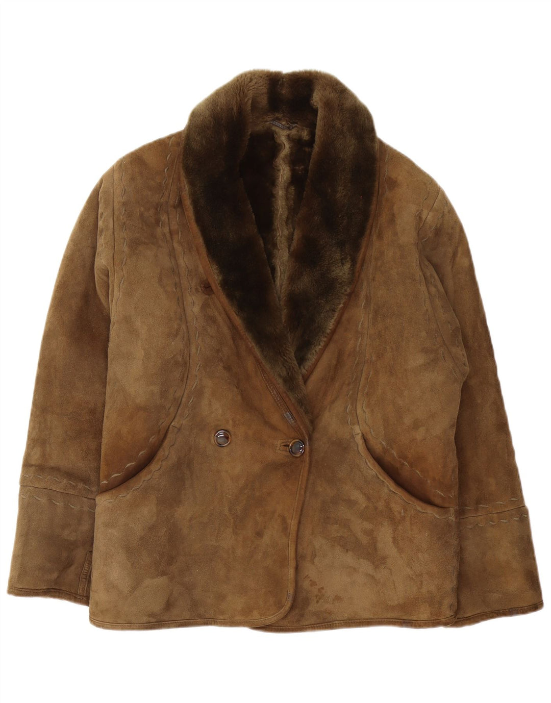 Vintage Γυναικείο Shearling Jacket IT 42 Medium Khaki