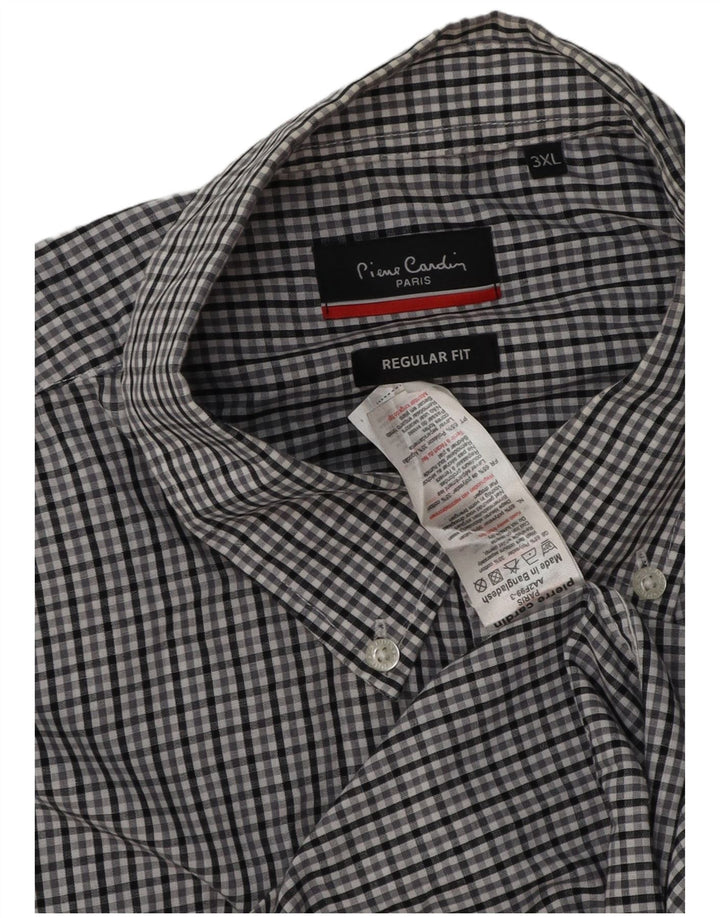 Pierre Cardin Ανδρικό πουκάμισο κανονικής εφαρμογής 3XL Grey Check Polyester