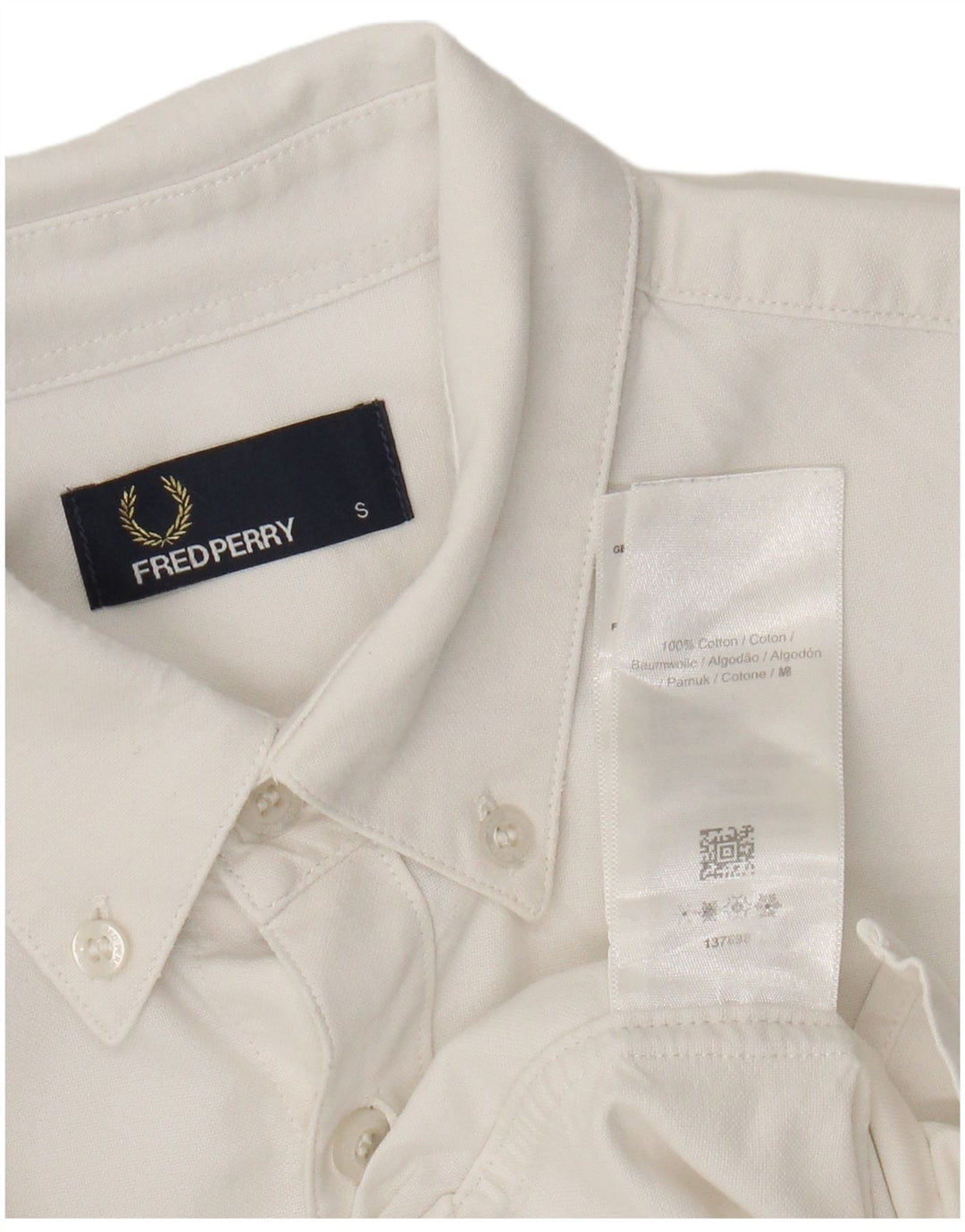 Ανδρικό πουκάμισο Fred Perry, μικρό λευκό βαμβακερό