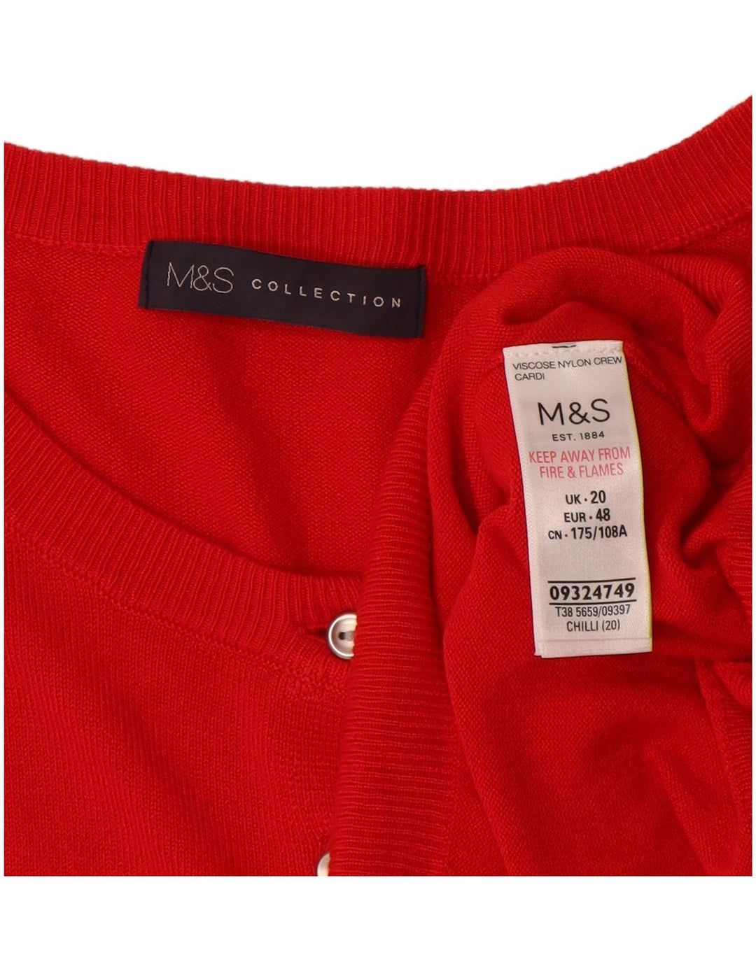 MARKS & SPENCER Γυναικείο πουλόβερ ζακέτα UK 20 2XL Κόκκινη βισκόζη