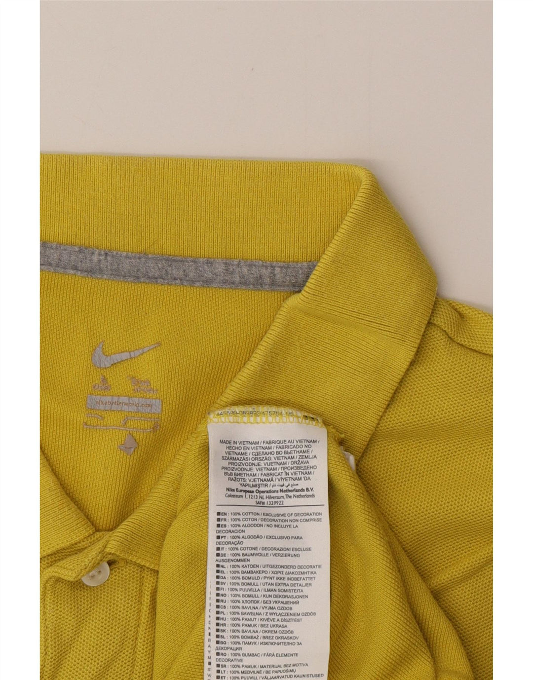 Ανδρικό πουκάμισο πόλο NIKE, μεσαίο κίτρινο βαμβακερό