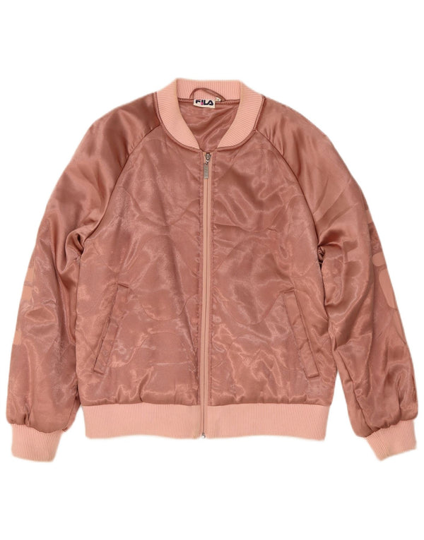 Fila Γυναικείο Graphic Oversized Bomber Jacket UK 10 Small Pink Polyester