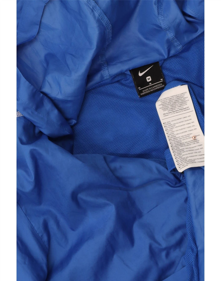 NIKE Mens Hooded Rain Jacket UK 38 Medium Blue Polyester