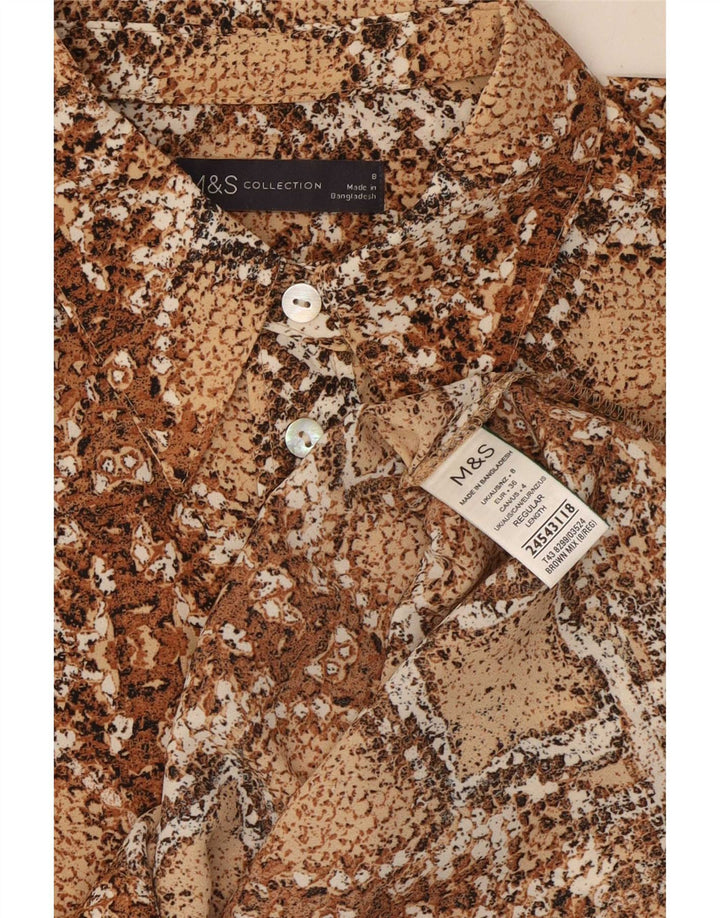 Marks & Spencer Γυναικεία μπλούζα UK 8 Small Brown Animal Print Polyester