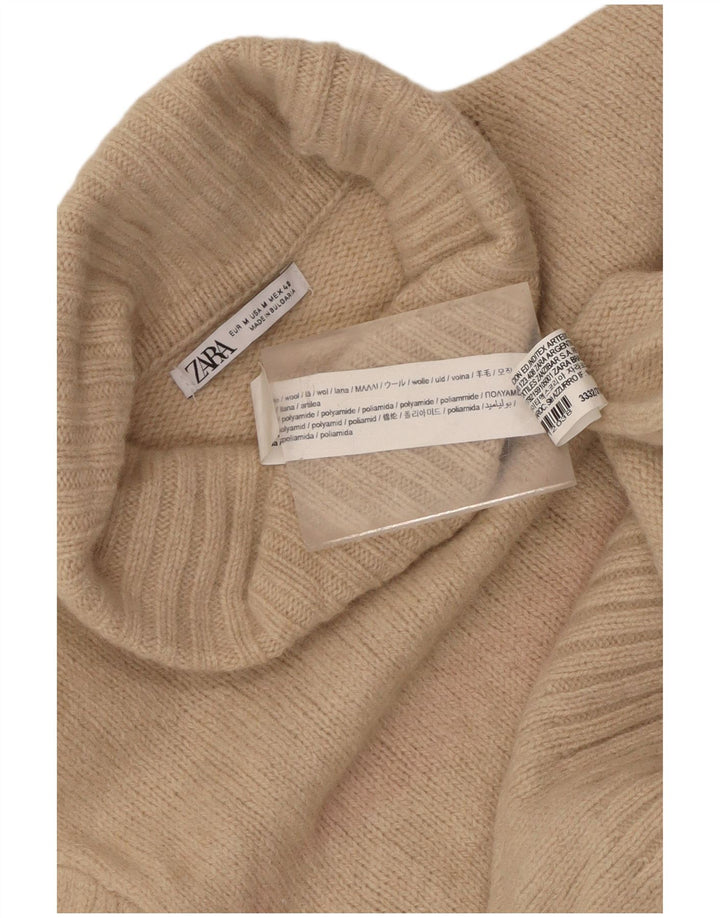 Zara Γυναικείο πουλόβερ με ρολό λαιμόκοψη UK 12 μεσαίο μπεζ μαλλί