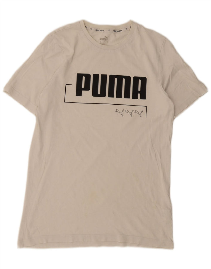 Ανδρικό γραφικό μπλουζάκι Puma, μικρό λευκό βαμβακερό