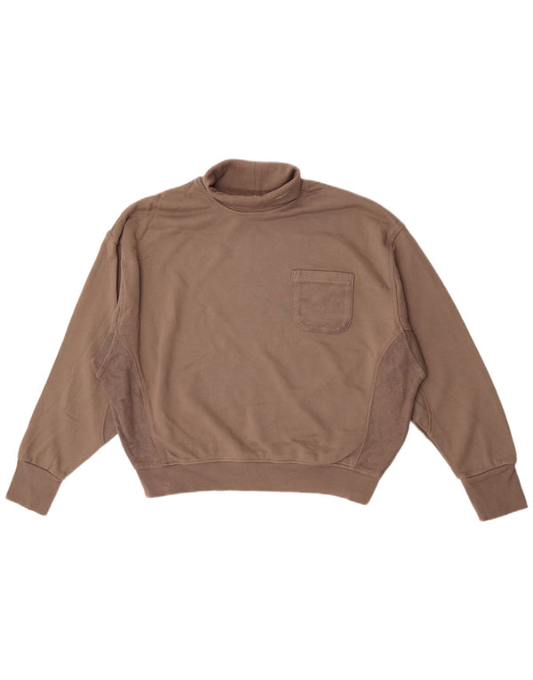 Reebok Womens Oversized Roll Neck Sweatshirt Jumper UK 16/18 Large Brown