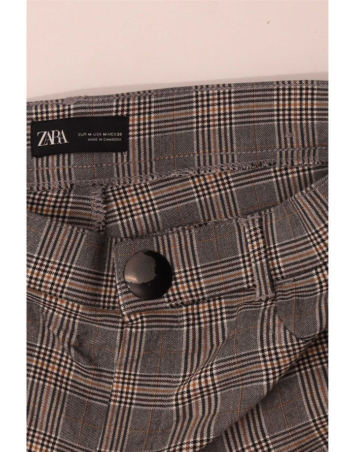 Zara Γυναικείο Slim Casual Παντελόνι Medium W28 L28 Grey Houndstooth Viscose