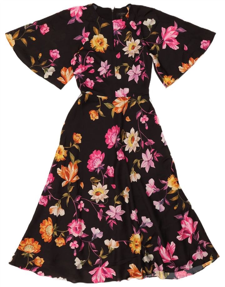 Γυναικείο φόρεμα A-Line Ted Baker 0 2XS Μαύρο φλοράλ πολυεστέρας
