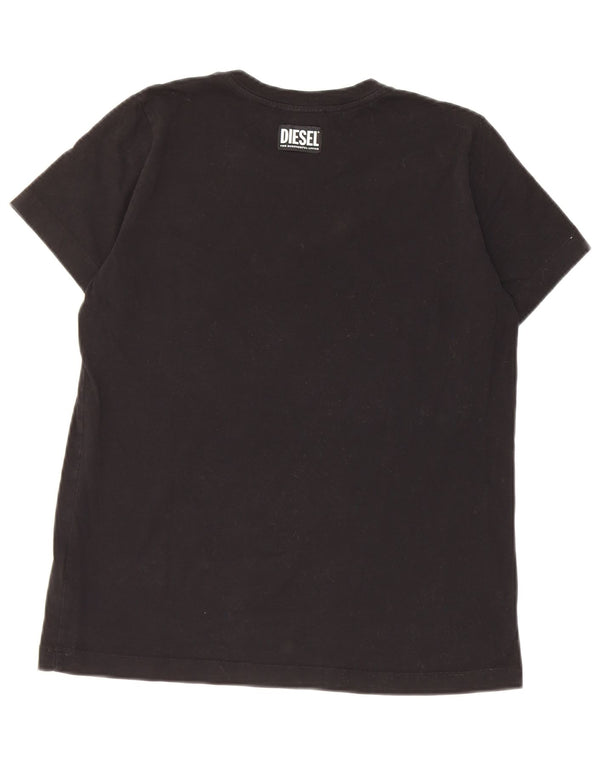 Diesel Γυναικείο γραφικό T-Shirt Top UK 10 Small Black Βαμβακερό