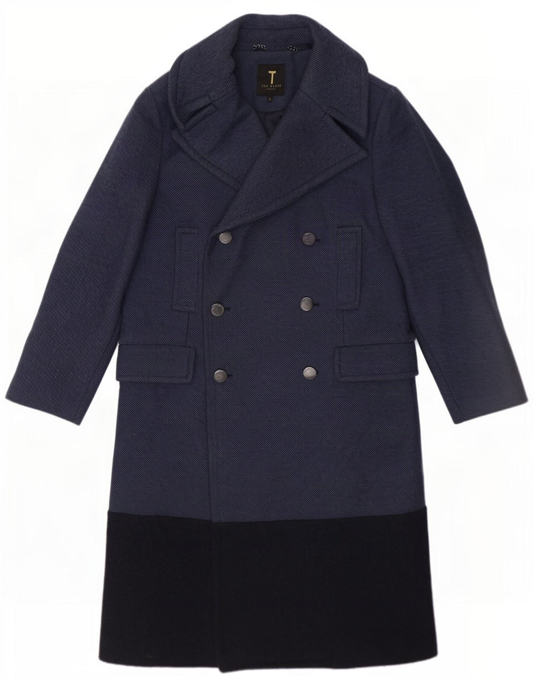 Ted Baker Γυναικείο παλτό με διπλό στήθος Μέγεθος 1 XS Navy Blue Colorblock