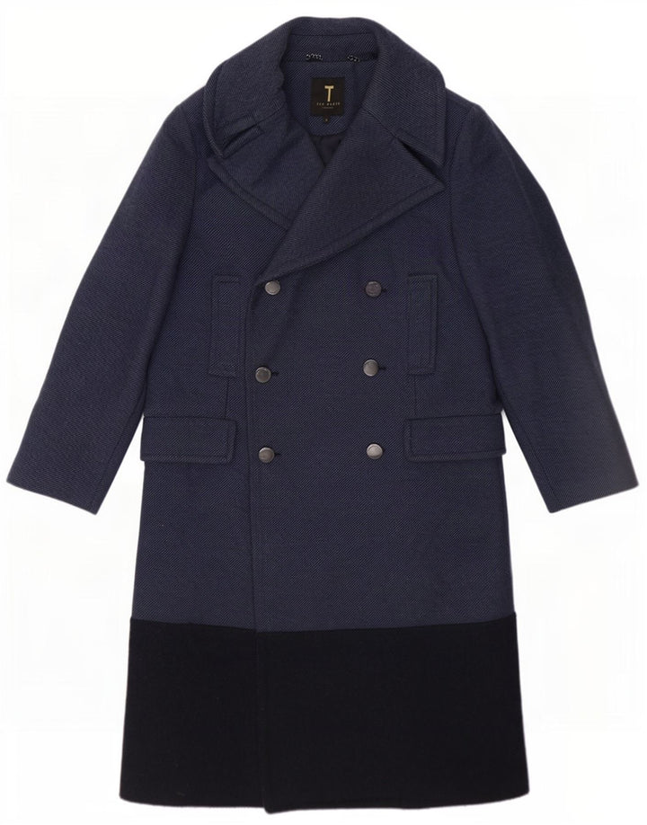 Ted Baker Γυναικείο παλτό με διπλό στήθος Μέγεθος 1 XS Navy Blue Colorblock
