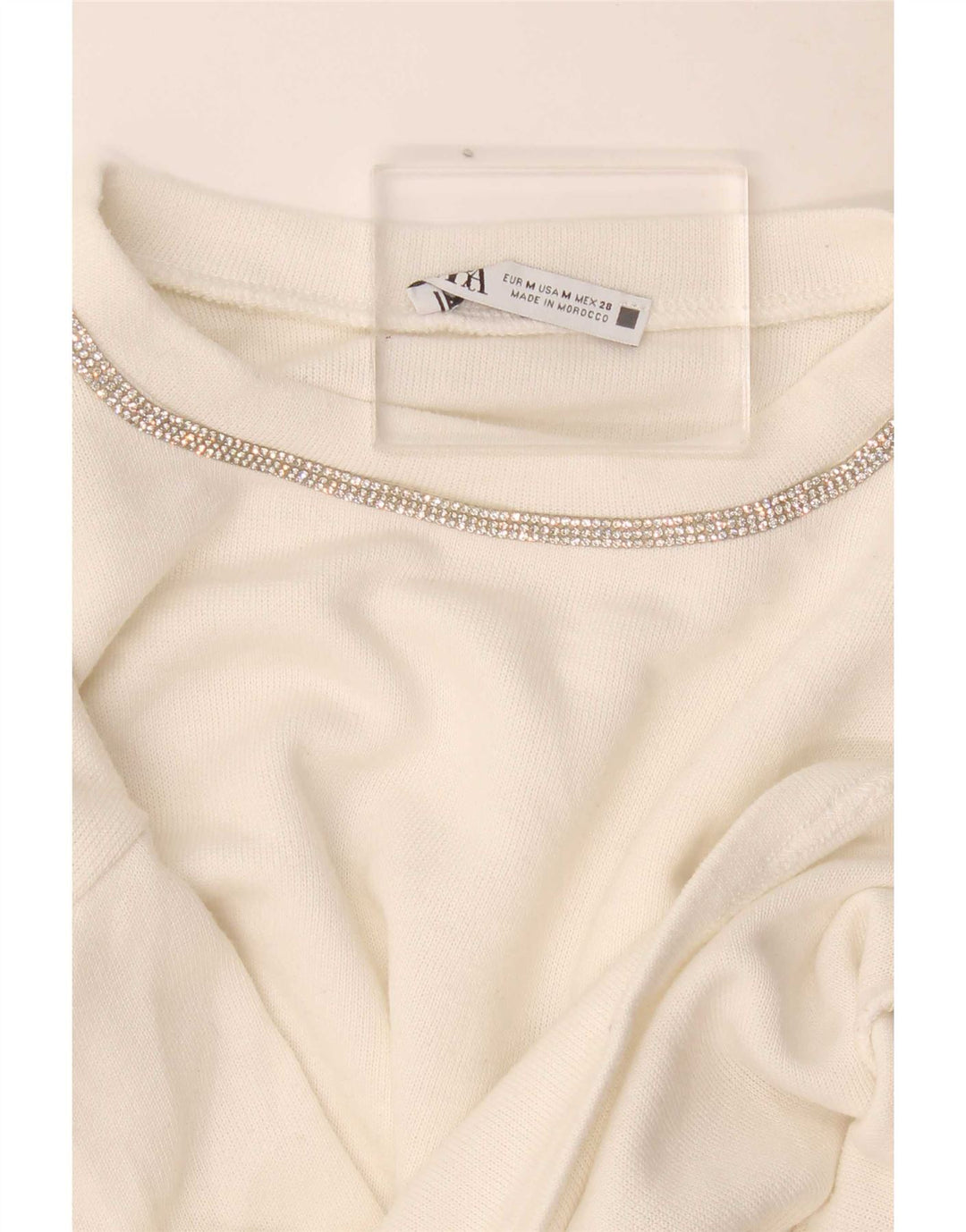 Zara Γυναικείο Crop Oversized τοπ μακρυμάνικο UK 14 Medium White