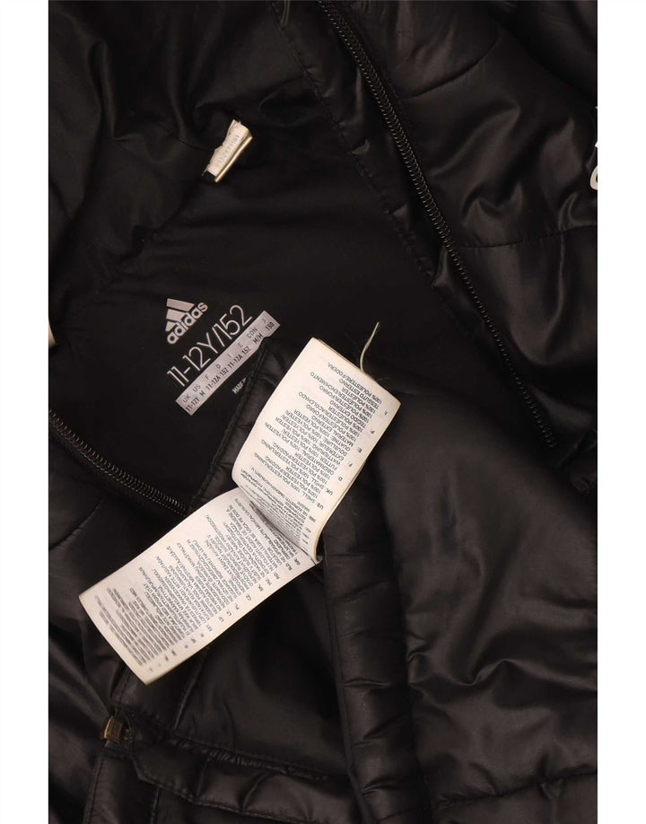 Μπουφάν Adidas Boys με κουκούλα με επένδυση 11-12 ετών μαύρο πολυεστέρα
