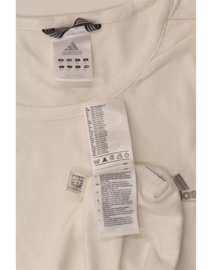 Γυναικείο τοπ ADIDAS Μακρυμάνικο UK 10 Small White Βαμβακερό