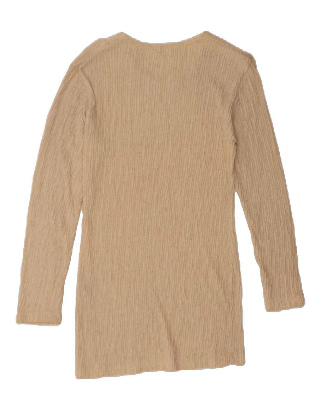 VINTAGE Womens Top Long Sleeve UK 10 Small Beige Viscose Vintage Vintage and Second-Hand Vintage from Messina Hembry 