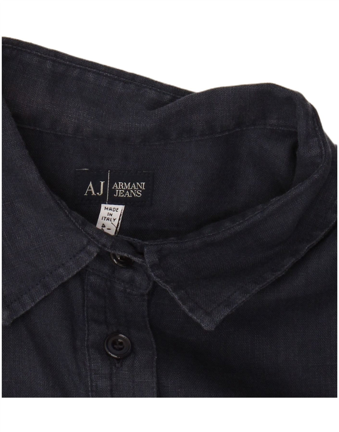 Γυναικείο κοντομάνικο πουκάμισο ARMANI JEANS UK 14 Medium Navy Blue Linen