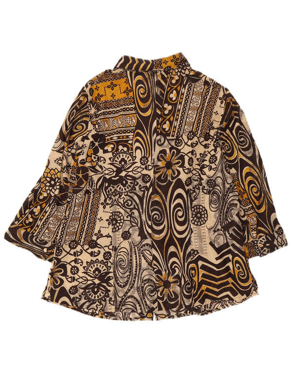 DOMINEW Γυναικείο πουκάμισο 3/4 μανίκι Μπλούζα IT 50 XL Καφέ φλοράλ βαμβακερό