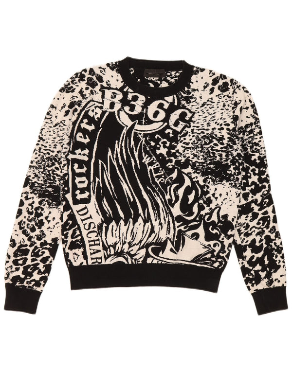 Diesel γυναικείο πουλόβερ με λαιμόκοψη UK 10 Small Black Animal Print