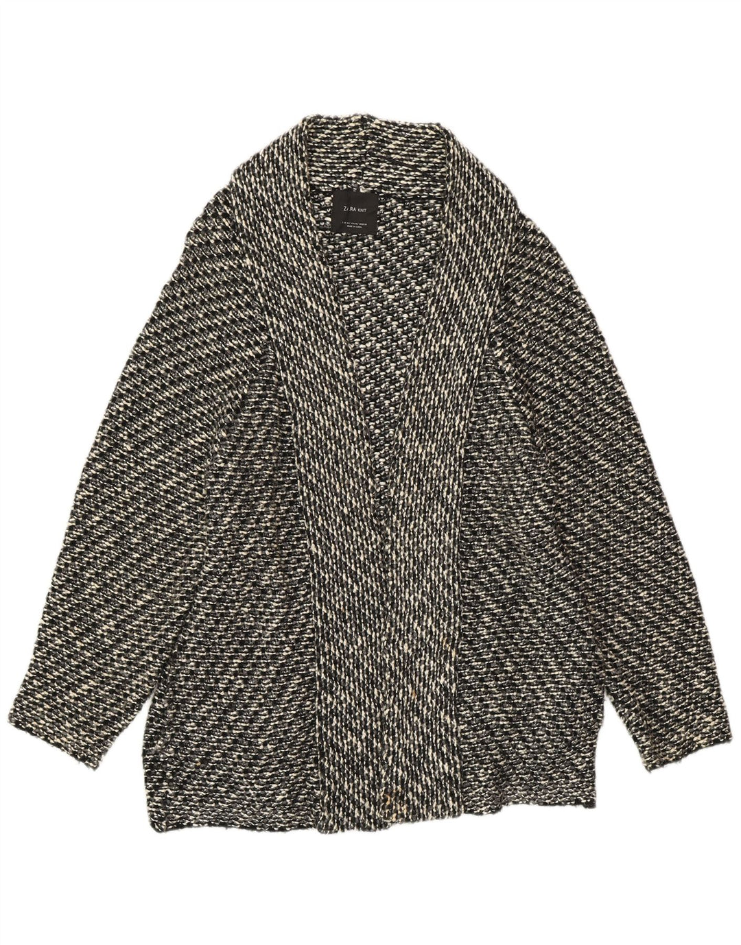 ZARA Γυναικείο ανοιχτό πουλόβερ με ζακέτα UK 14 μεσαίου μαύρου χρώματος