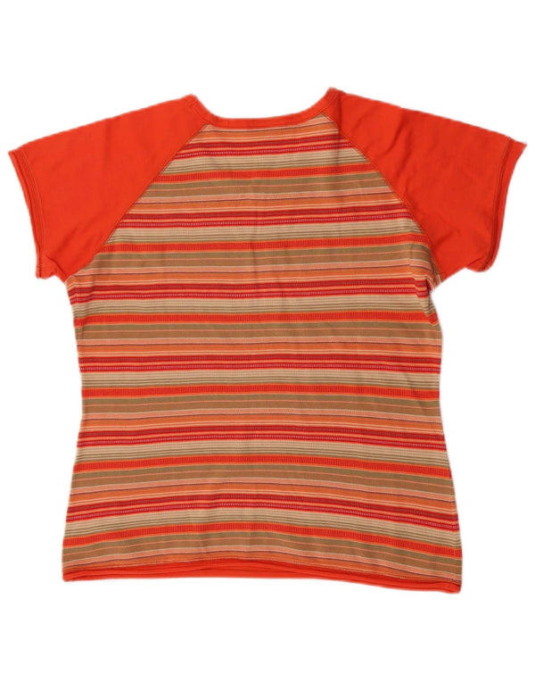 Arena Γυναικείο T-Shirt Top UK 14 Large πορτοκαλί ριγέ