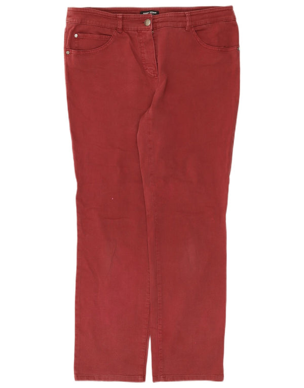 Gerry Weber Γυναικείο ίσιο casual παντελόνι UK 14 Large W32 L27 Maroon