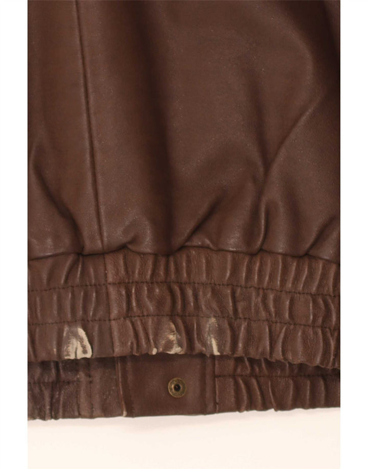 John F Gee Mens Leather Gilet UK 38 Medium Brown