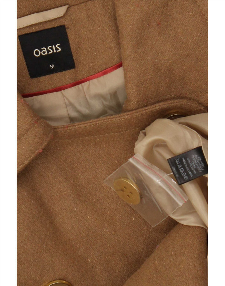 Oasis Γυναικείο παλτό με διπλό στήθος UK 12 μεσαίο μπεζ μαλλί