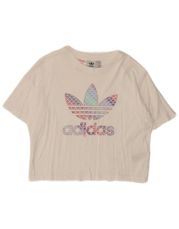 Adidas Girls Crop Graphic T-Shirt Top 12-13 ετών λευκό βαμβακερό